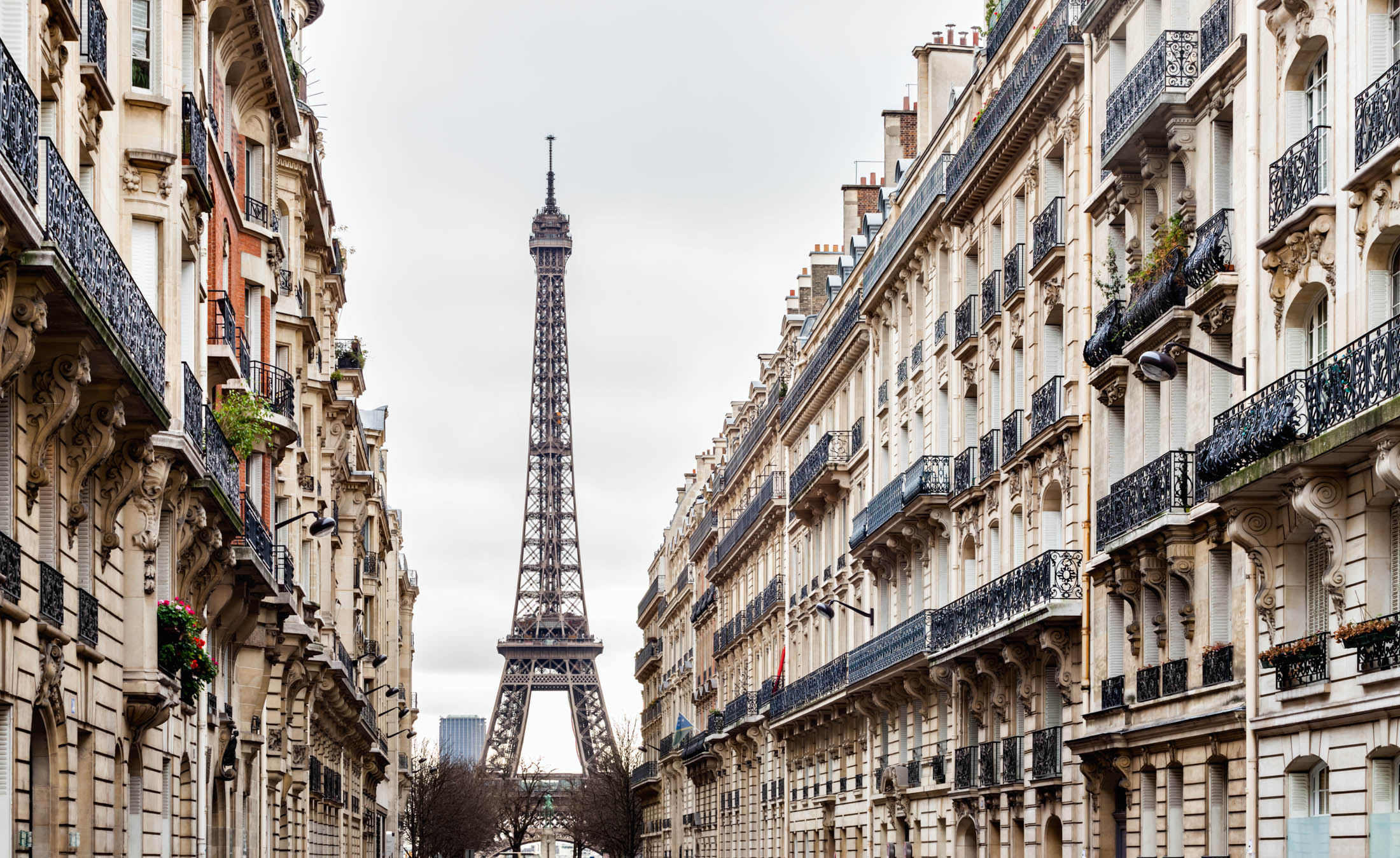Eiffel Tower and Avenue d'Eylau, Paris.