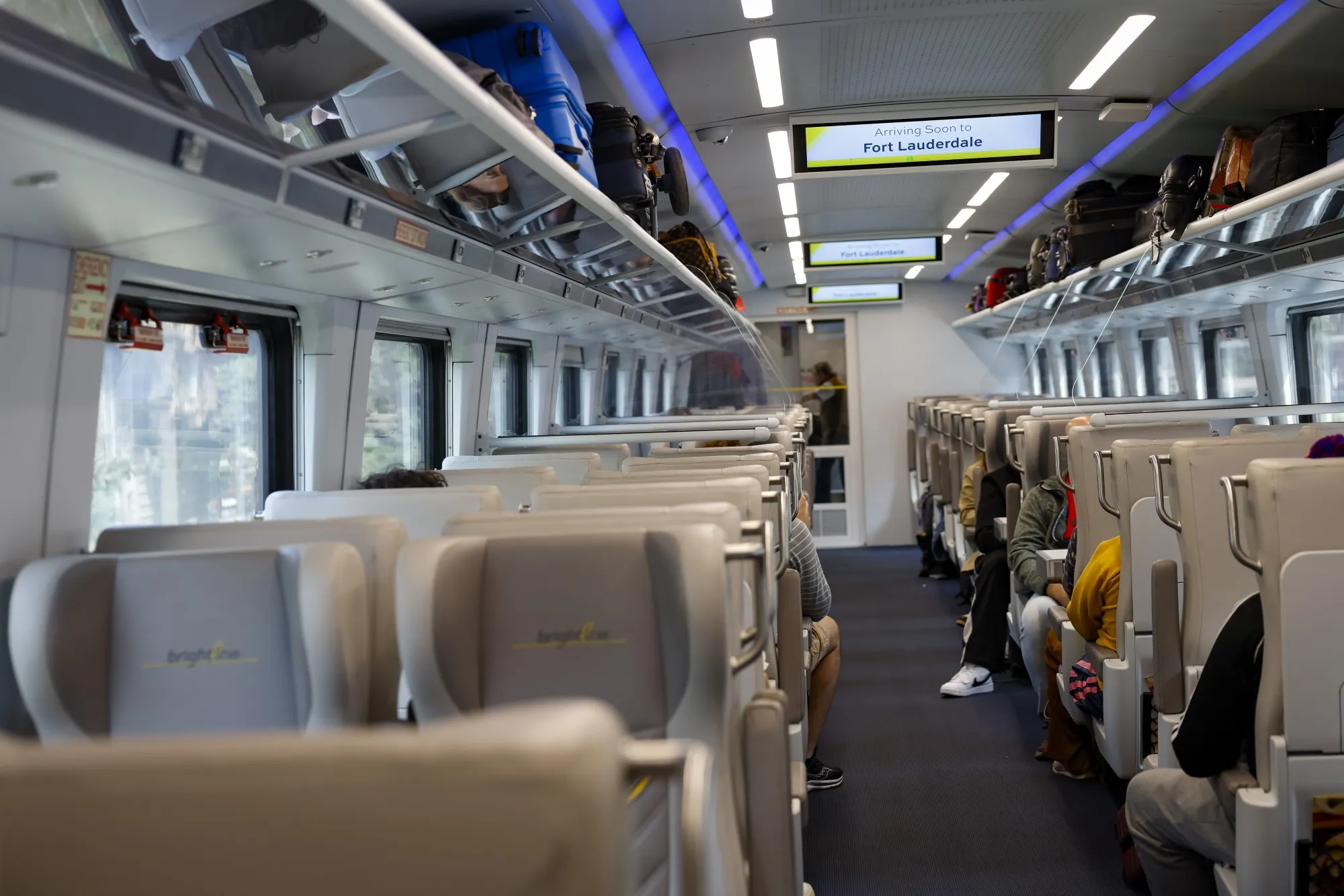 The smart cabin on a Brightline train in Aventura, Florida.
