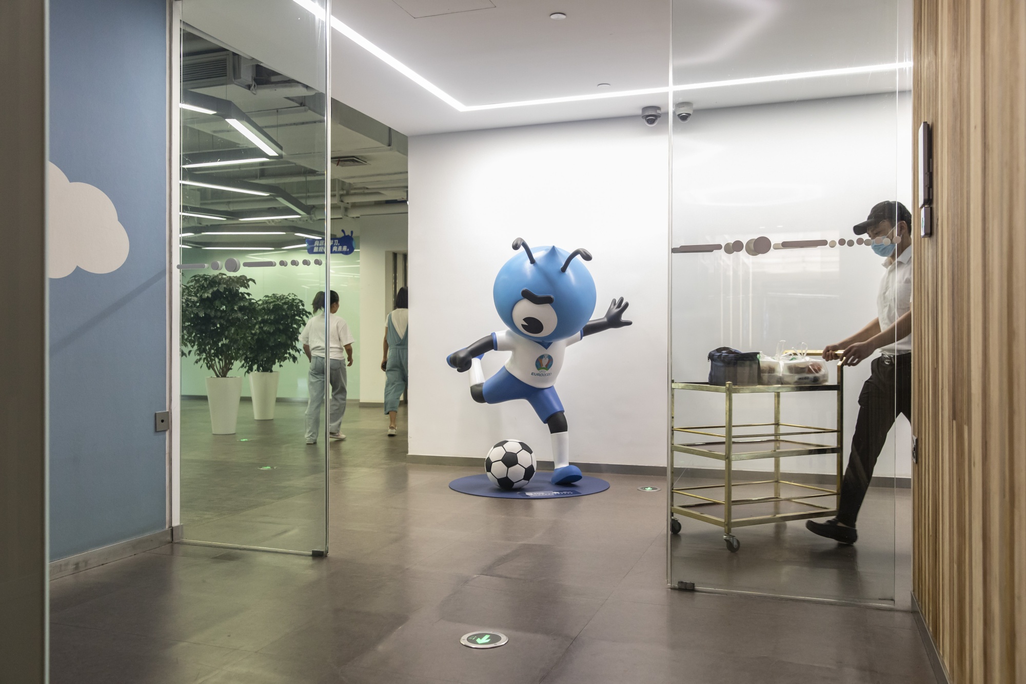 The Ant Group mascot at the company's headquarters in Hangzhou, China, on September 28.