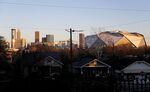 The Atlanta skyline with Mercedes-Benz Stadium.
