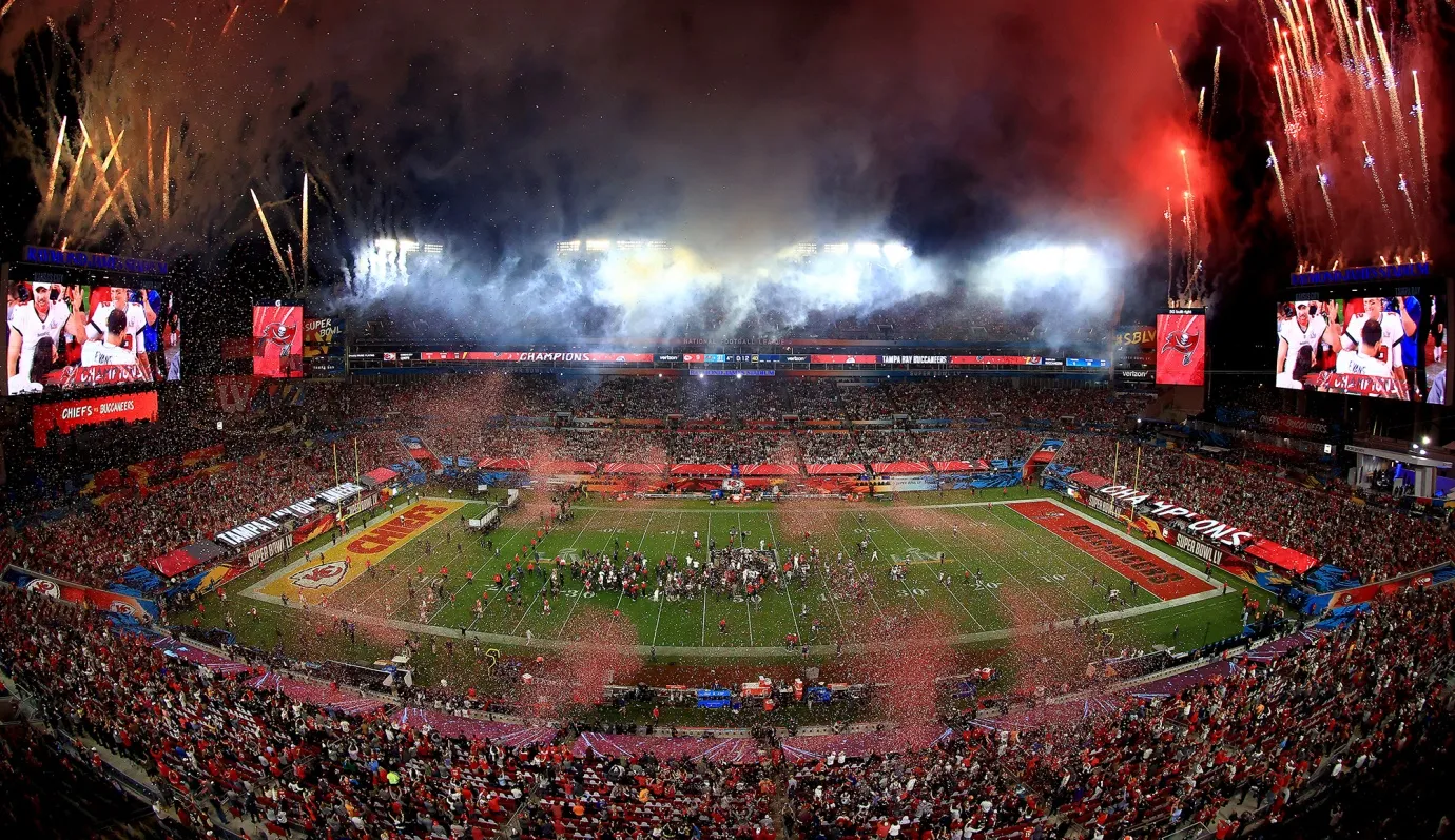 Fireworks erupt after the Tampa Bay Buccaneers defeated the Kansas City Chiefs in Super Bowl LV&nbsp;on Feb. 7.