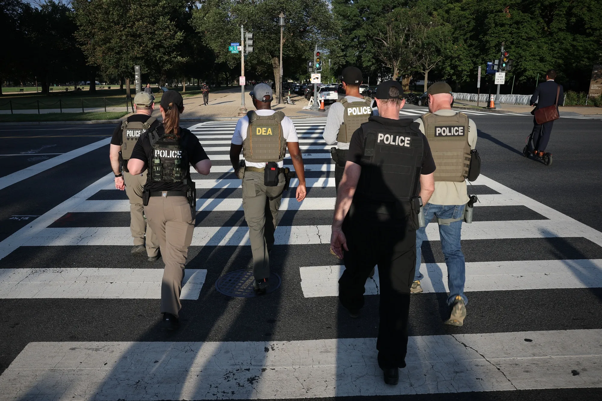 Law enforcement officers from various agencies in Washington on Aug. 12.