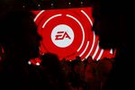 Attendees gather in front of an Electronic Arts Inc.&nbsp;logo&nbsp;during an EA Play event&nbsp;in Los Angeles.