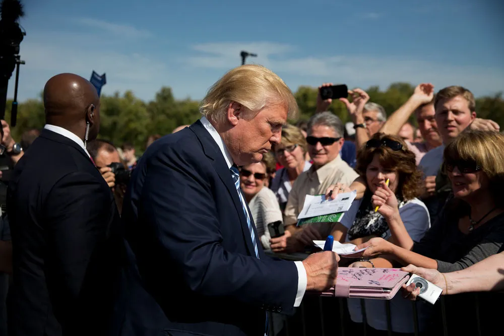 Donald Trump Trump campaigns in Waterloo, Iowa, on June 7, 2015. 
