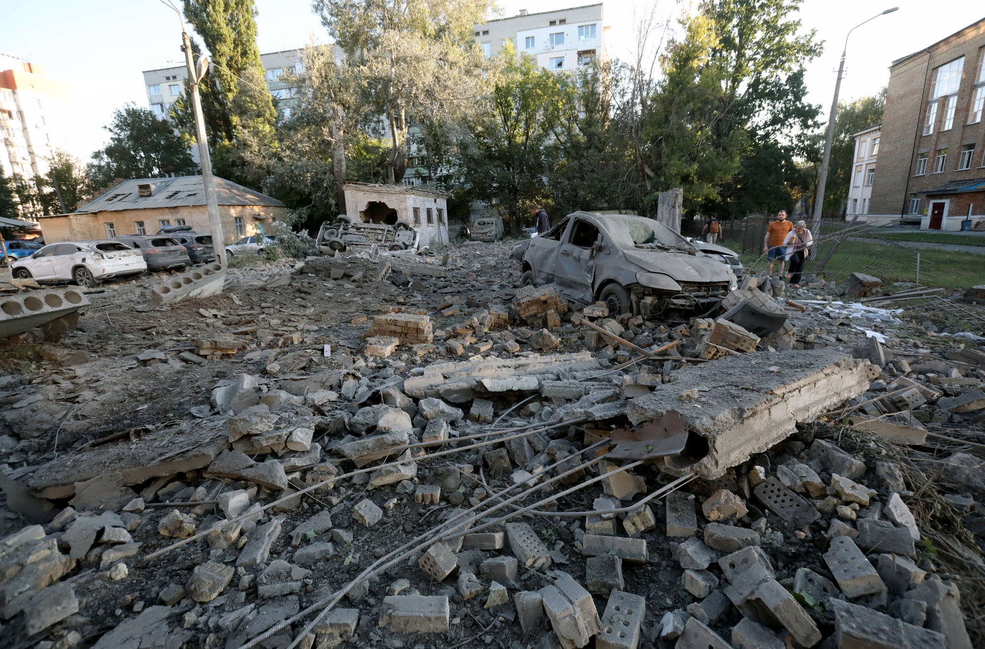 Aftermath of Russian strike in Solomianskyi district of Kyiv