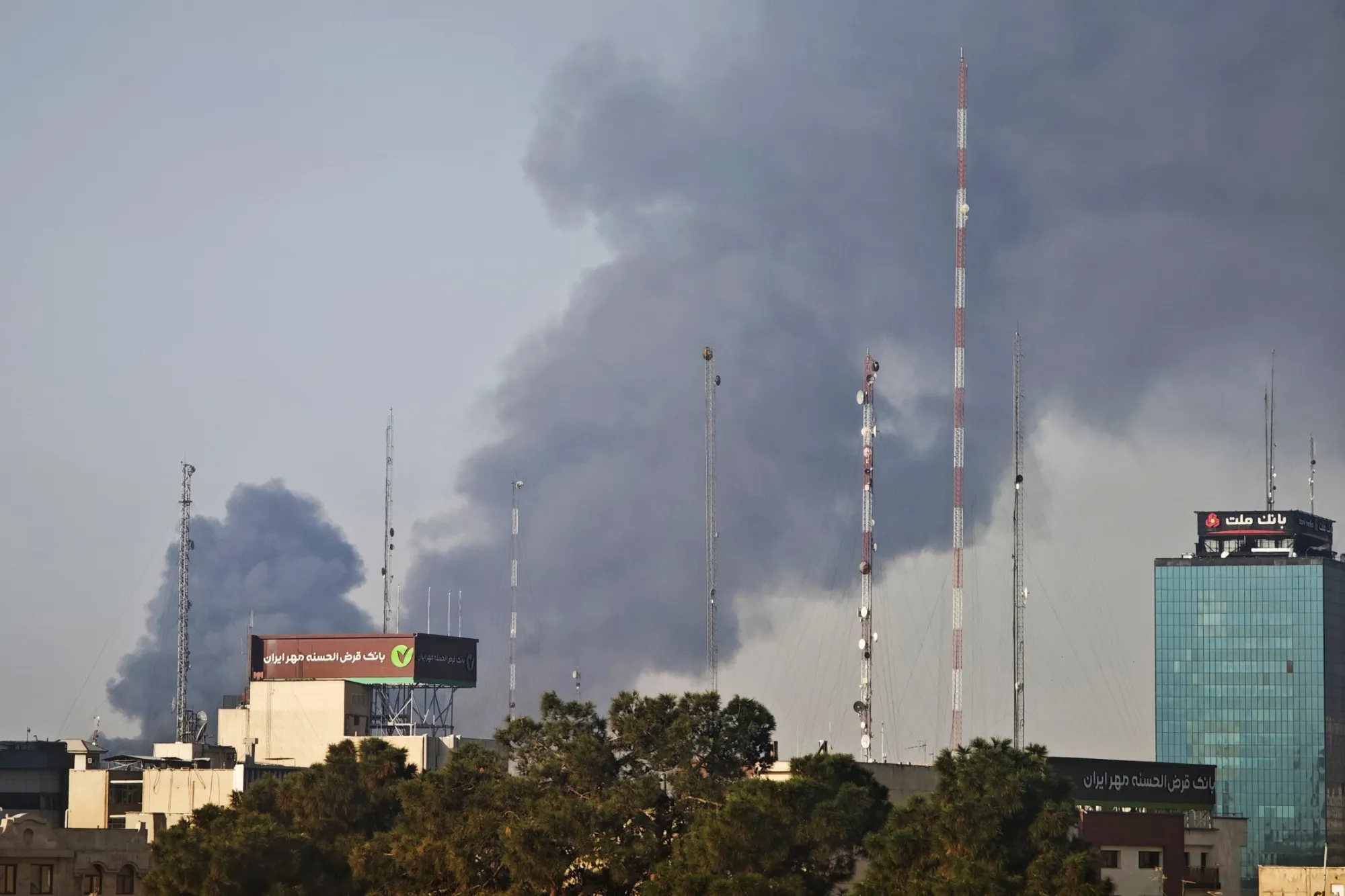 Smoke following explosions in Tehran, on March 6.