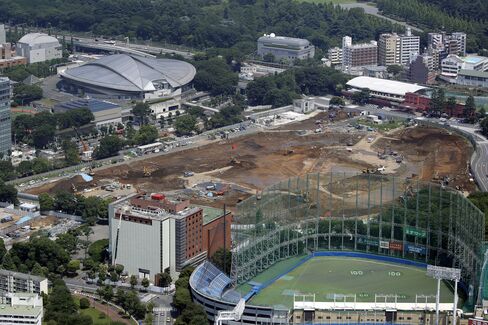The construction site for a new stadium to replace the National Olympic Stadium.