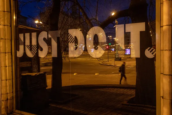 Nike store near Kyiv’s Independence Square, February 25, 2022