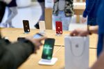 Apple iPhone SE 3 smartphones during the sales launch at the Apple Inc. flagship store in New York, U.S., on March 18.