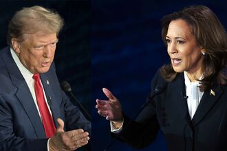 Donald Trump and Kamala Harris Combo Diptych