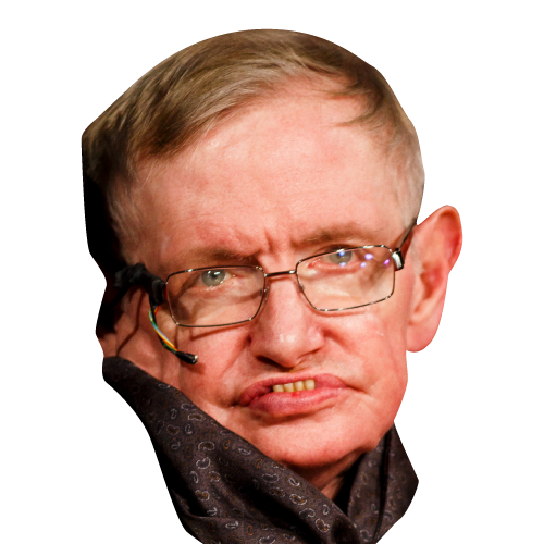 Head cutout of Stephen Hawking
