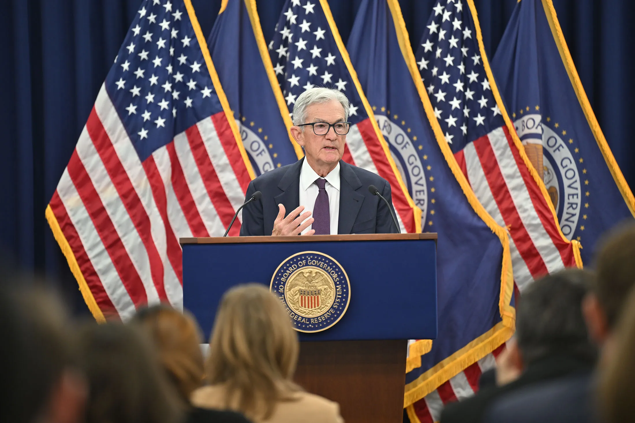 Fed Chair Jerome Powell at a news conference in January.