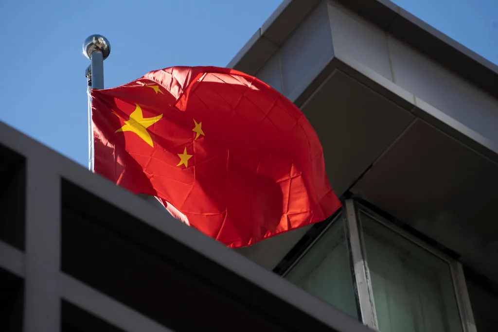 A flag waves at the Chinese consulate in Houston, Texas, after the United States ordered China to close its doors on July 22, 2020.&nbsp;