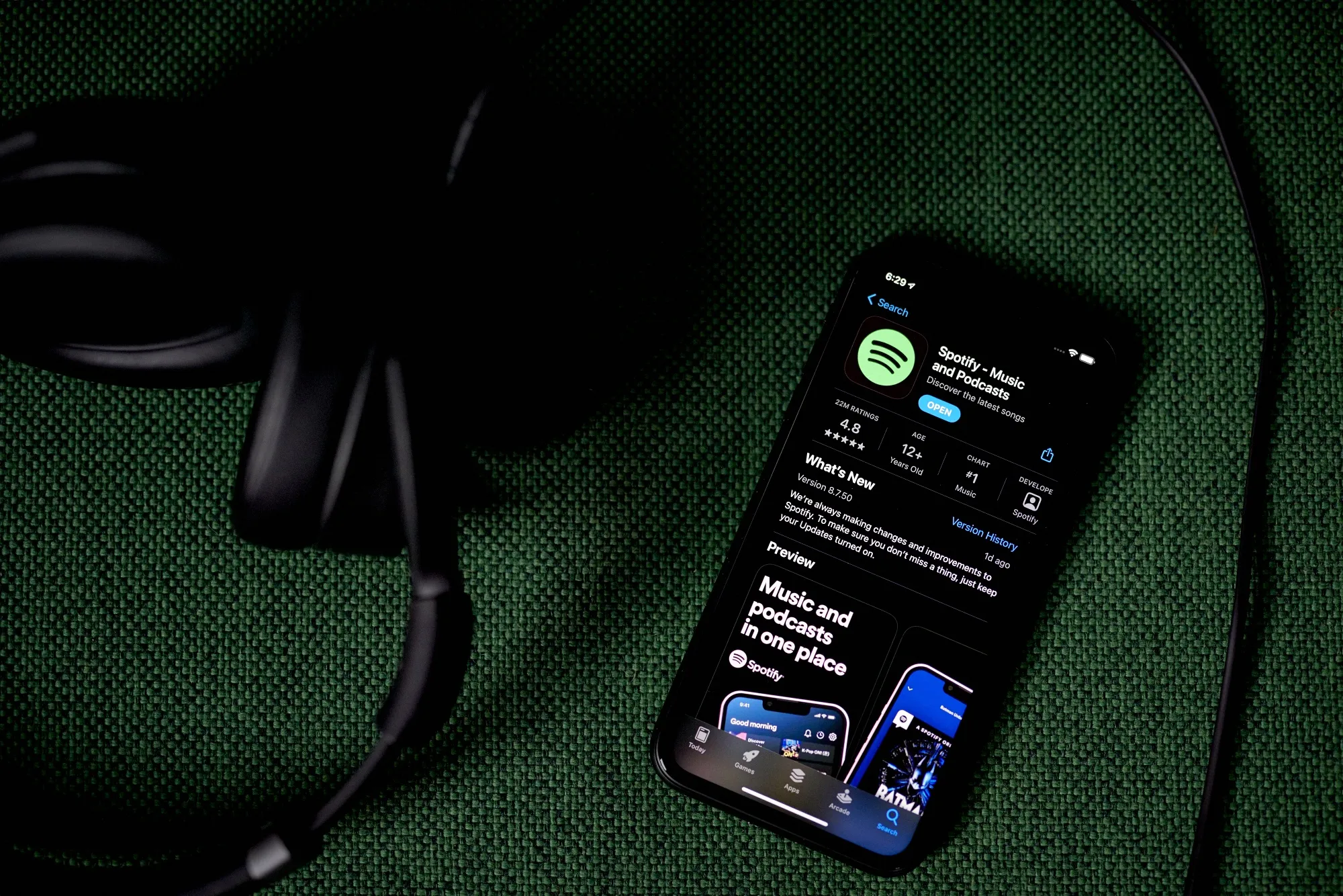 The Spotify application&nbsp;in the Apple App Store.