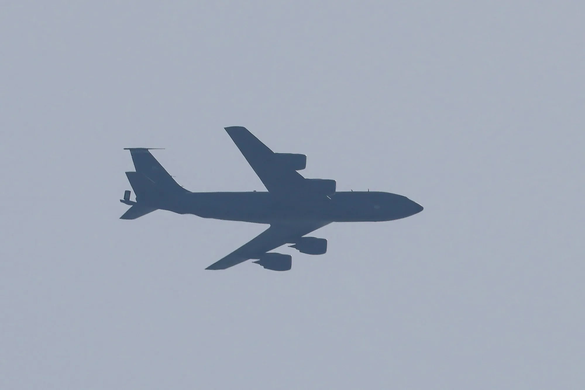 A US Air Force&nbsp;KC-135 Stratotanker refueling plane flies over Tel Aviv on March 4.