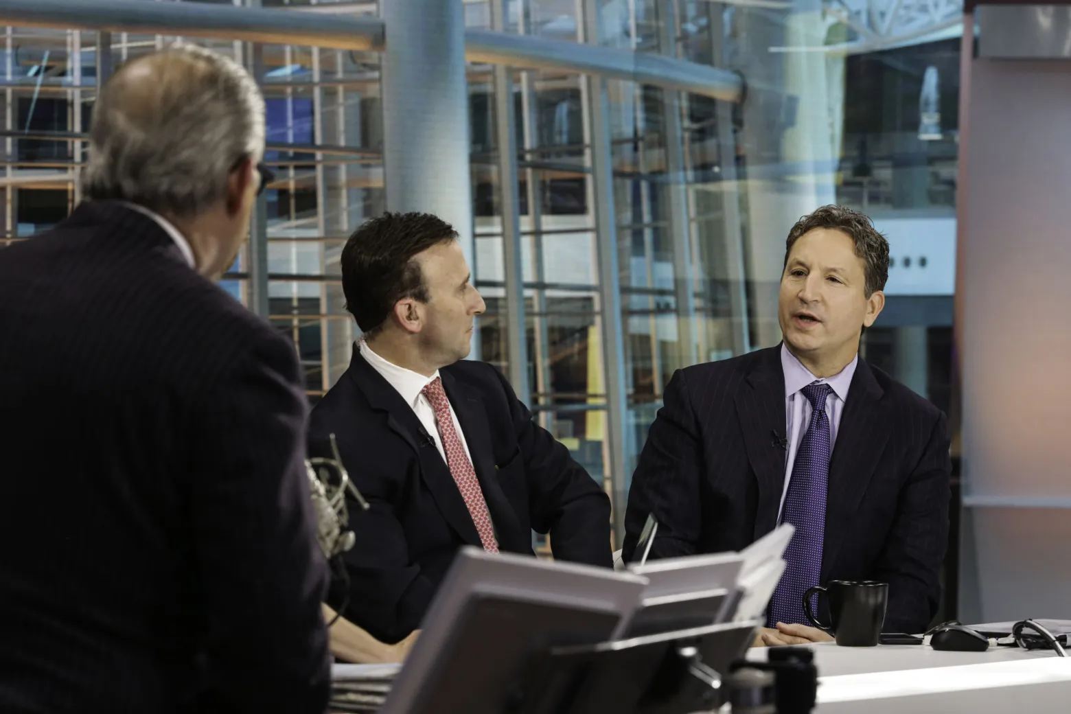 David Herro (right)&nbsp;during a Bloomberg Television interview in New York.