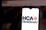 In this photo illustration the HCA Healthcare logo is seen