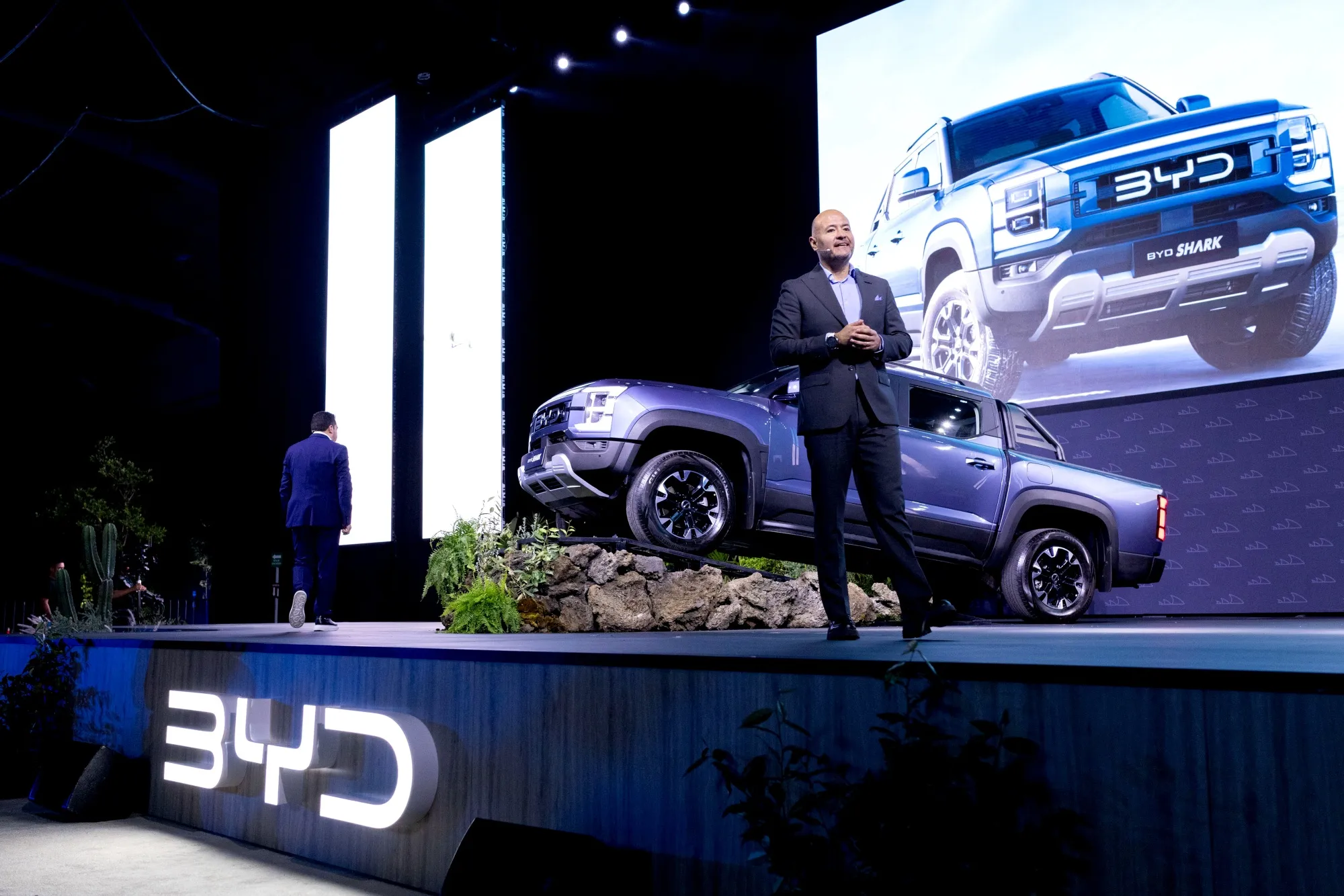 Jorge Vallejo habla durante el evento de lanzamiento de la camioneta Shark de BYD Co. en Ciudad de México.