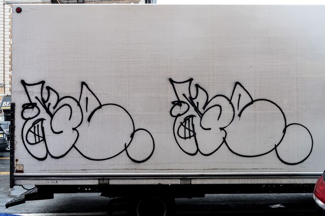 Side of truck with monster figures painted on it at 571 Southern Boulevard, Bronx