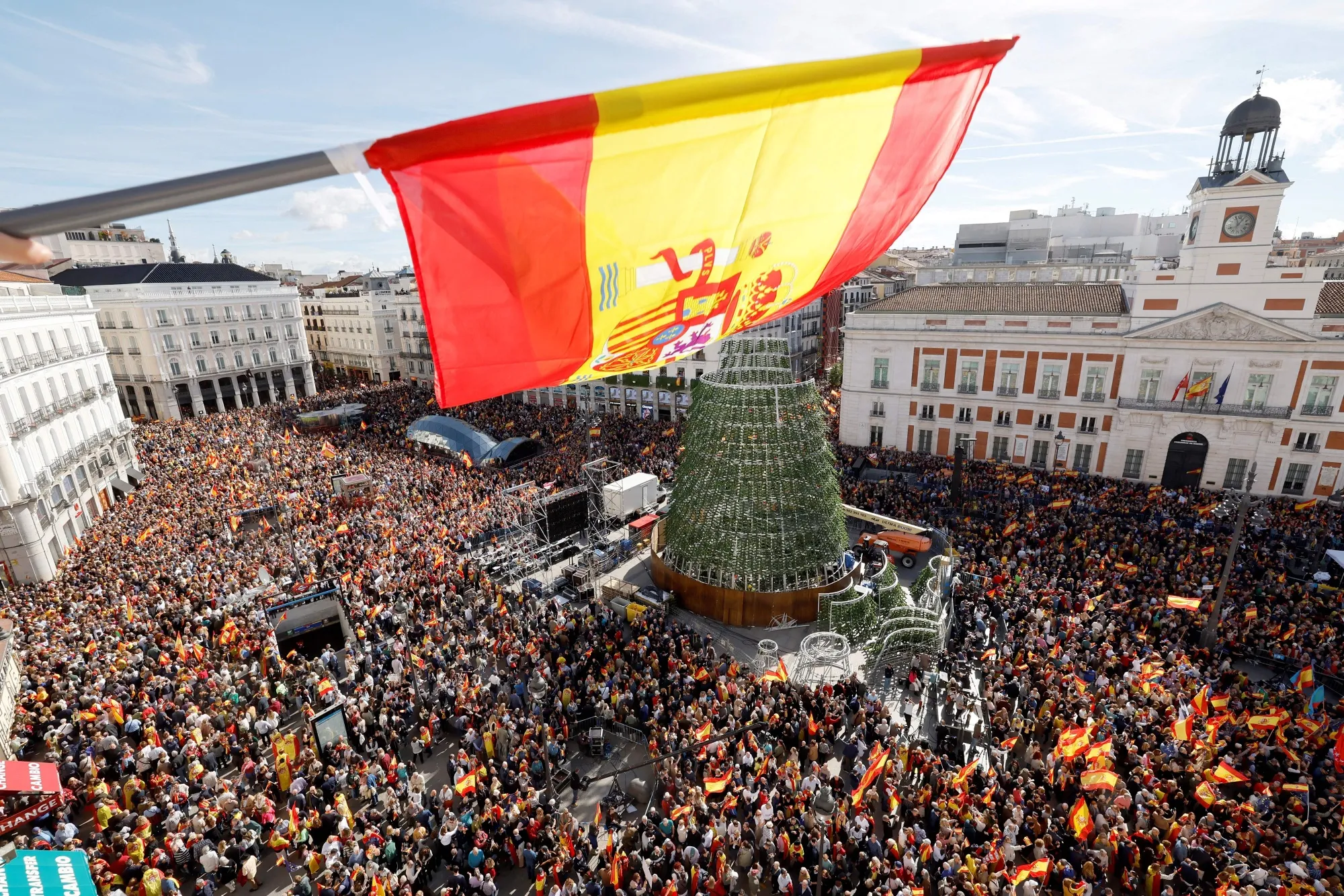 Protesters on Puerta del Sol square in Madrid.