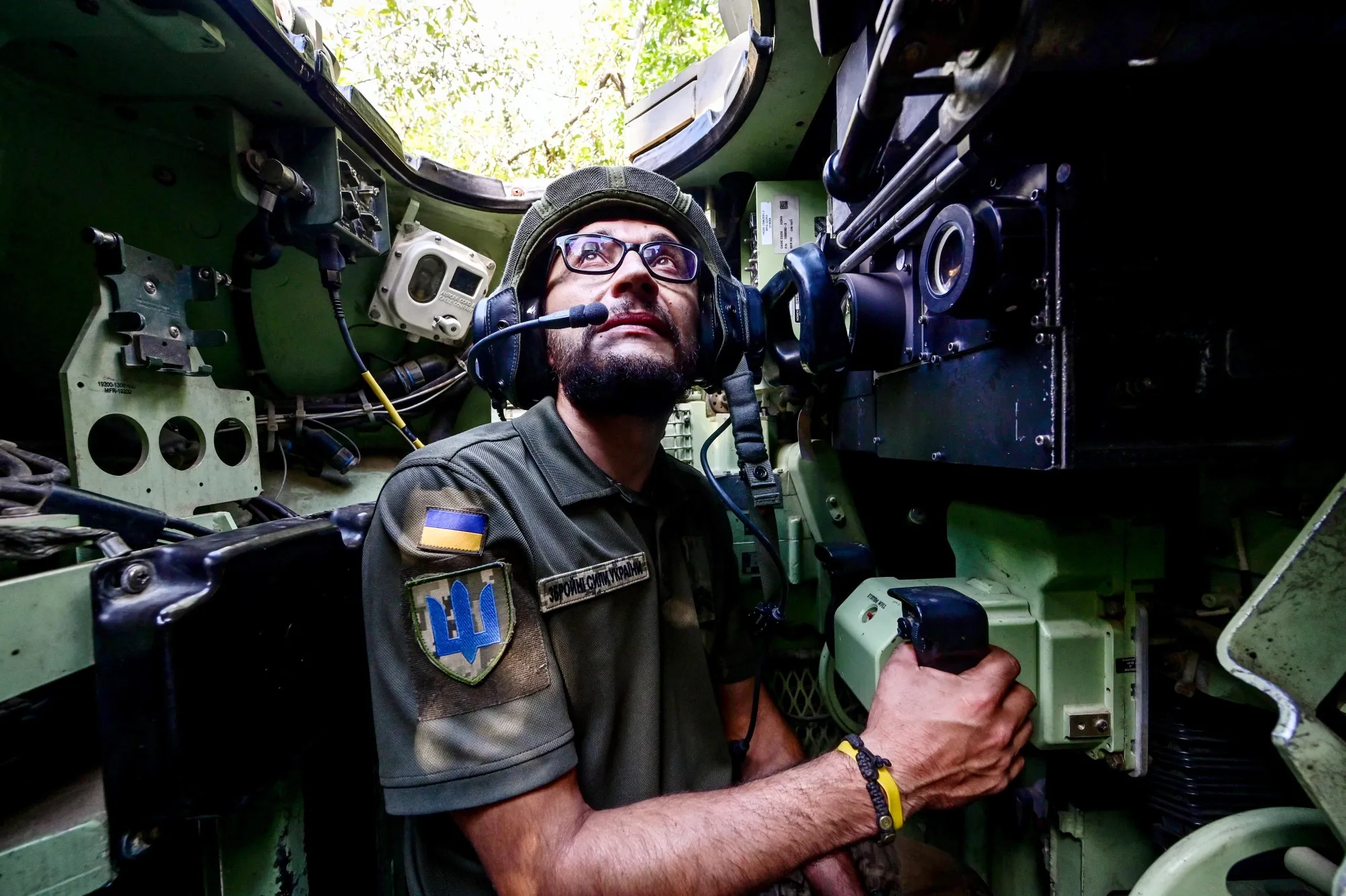 A Bradley IFV fighting vehicle crewmember in the Zaporizhzhia region, Ukraine, in September.