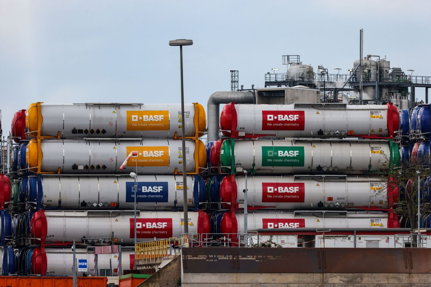 Railway tankers stacked at the BASF SE chemical plant in Ludwigshafen, Germany.