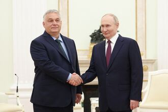 Viktor Orban and Vladimir Putin in Moscow in July, in a photo released by Russian state media.