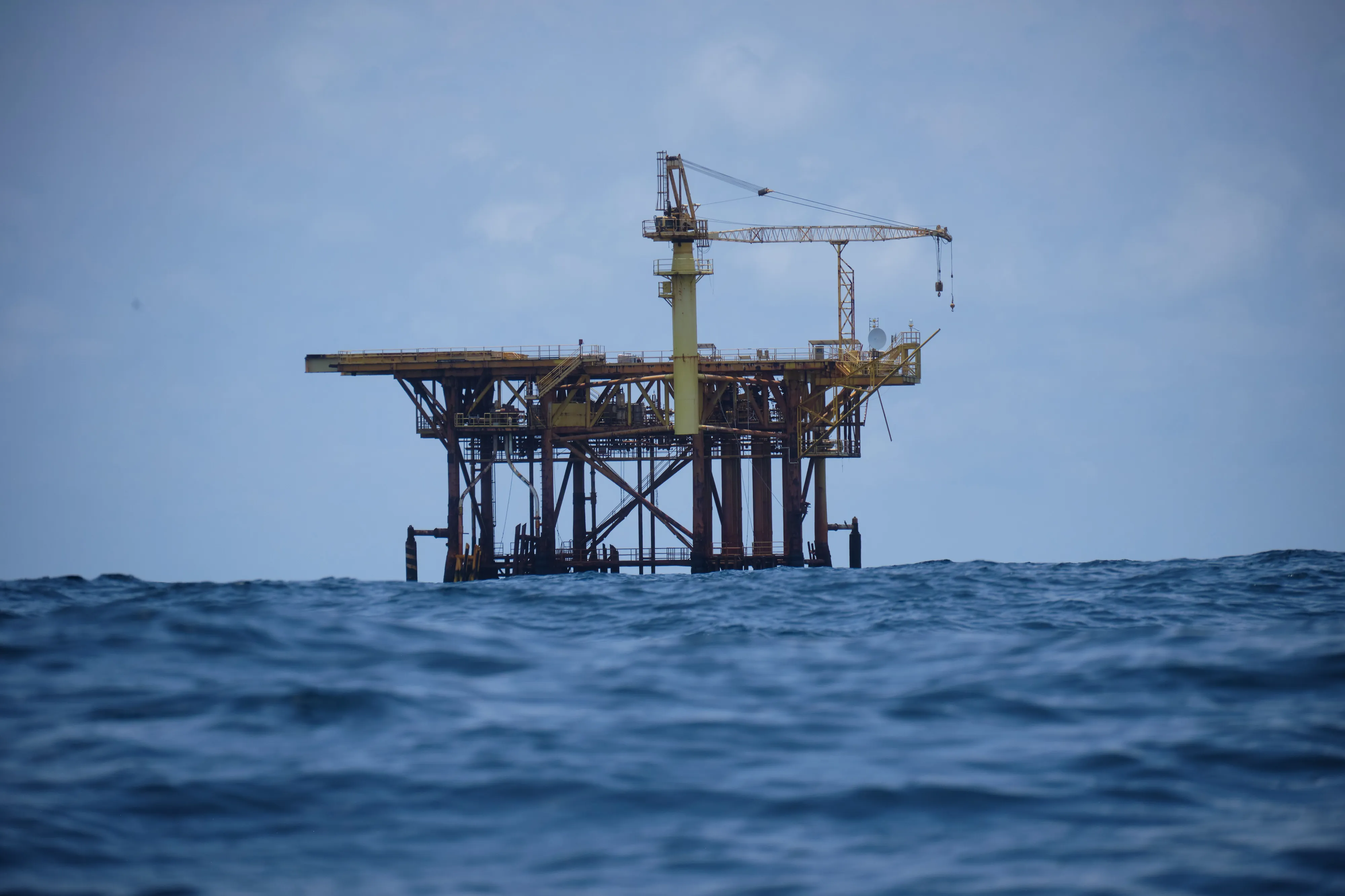 An oil platform in the Gulf of Mexico off the coast of Tampico.
