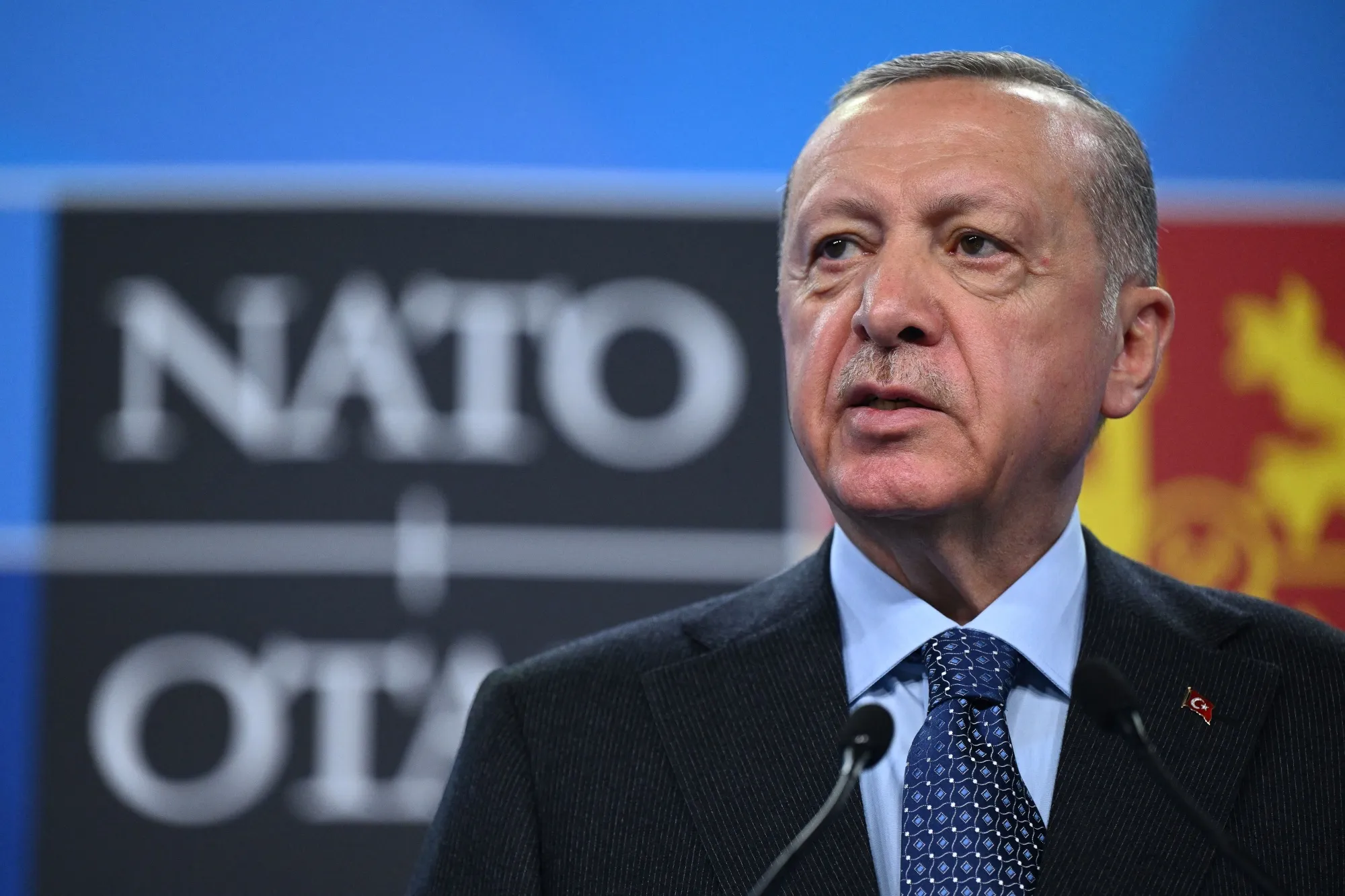 Recep Tayyip attends a NATO summit in 2022.