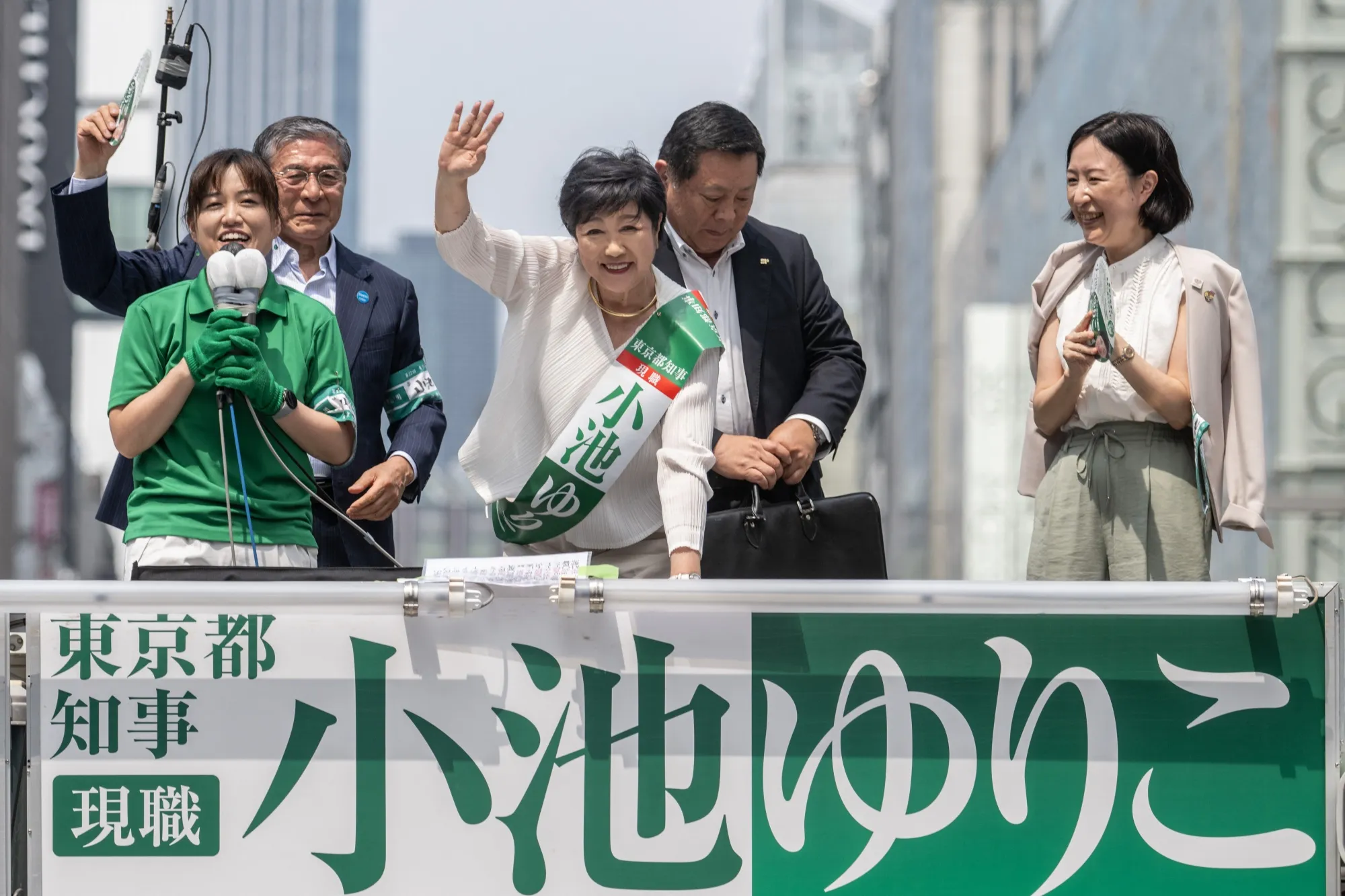 Yuriko Koike&nbsp;during an election campaign in Tokyo on July 6.
