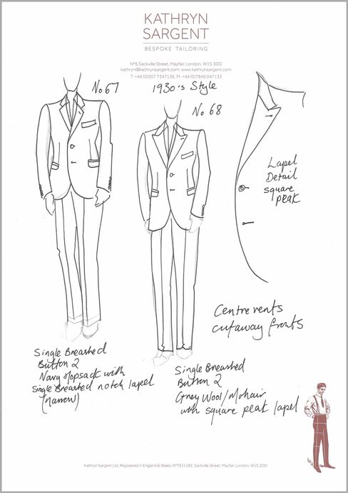 Sargent's sketch of a 1930s style suit.