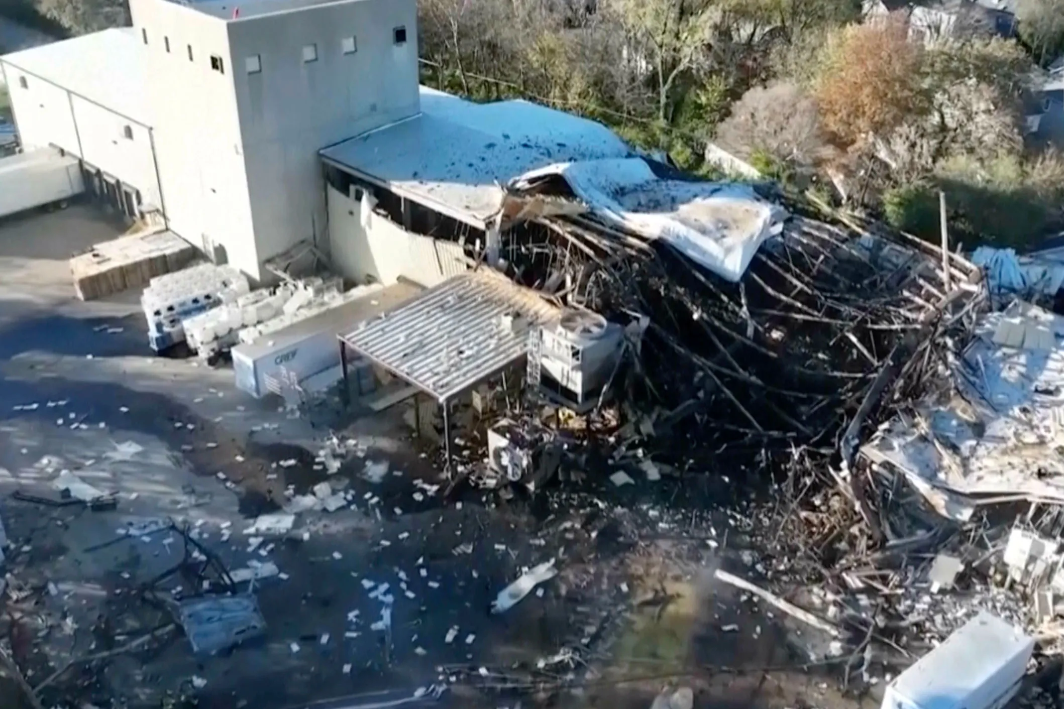 Damage following an explosion at a Givaudan site in Louisville, Kentucky, on Nov. 12.