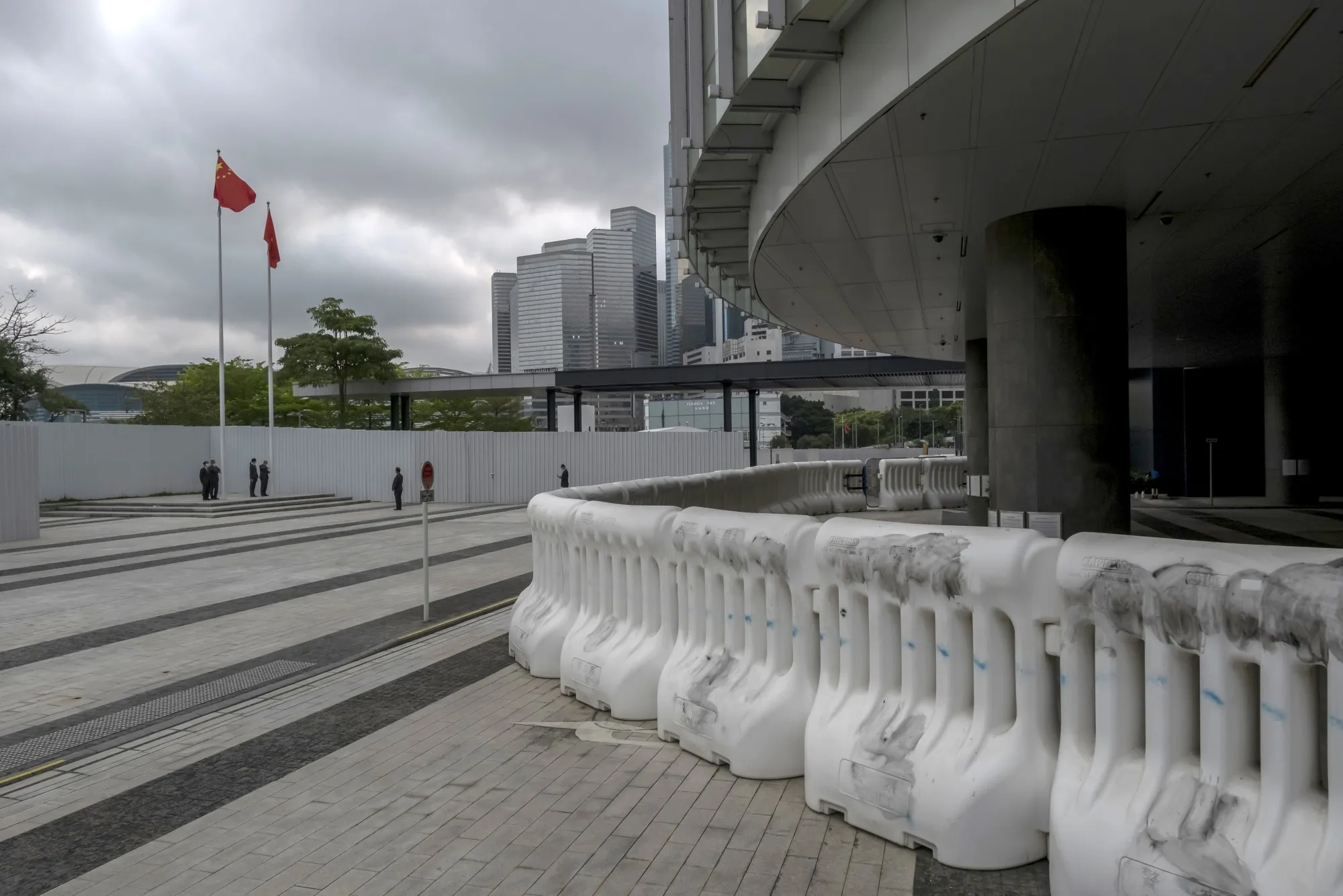 Chinese and Hong Kong Special Administrative Region flags are raised outside the Legislative Council building in Hong Kong in March.