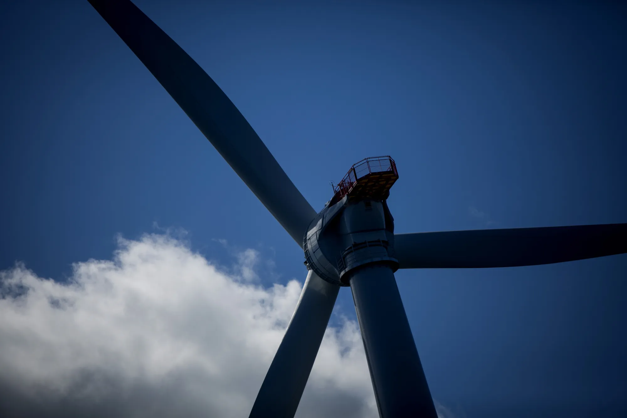 An Orsted wind turbine in the water off Block Island, Rhode Island.