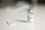A vial of the Moderna vaccine for Covid-19 at a vaccination center in Munich, Germany, on Thursday, Dec. 2, 2021. 