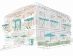 A sketch of the pop-up at Tiffany’s on Rodeo Drive in Beverly Hills.