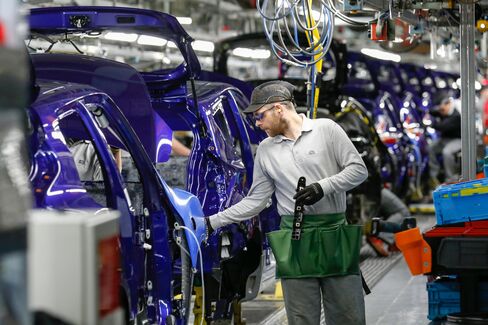 The production line at the Nissan Motor Co. plant in Sunderland.
