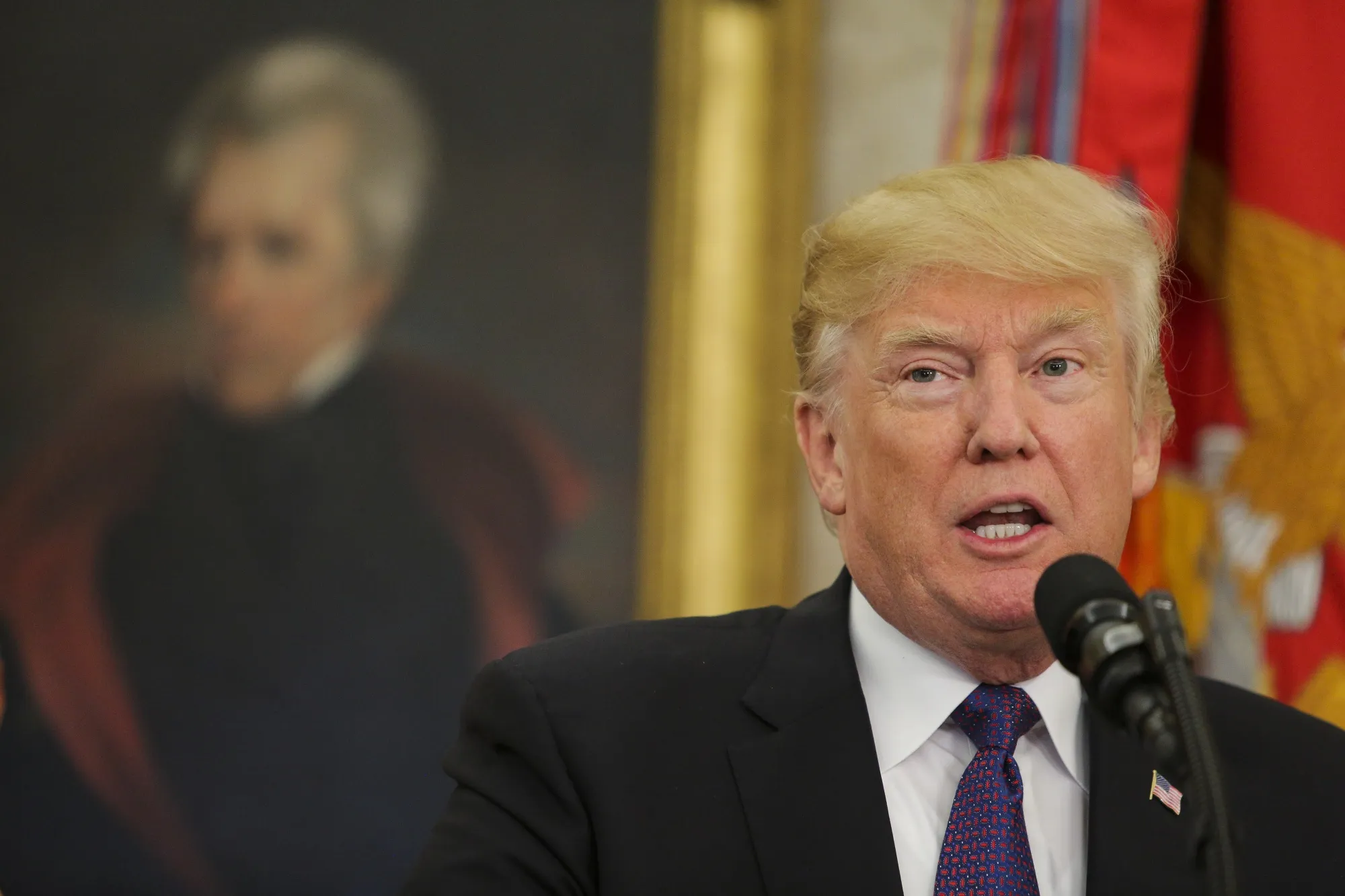 President Trump in the foreground, President Jackson behind.
