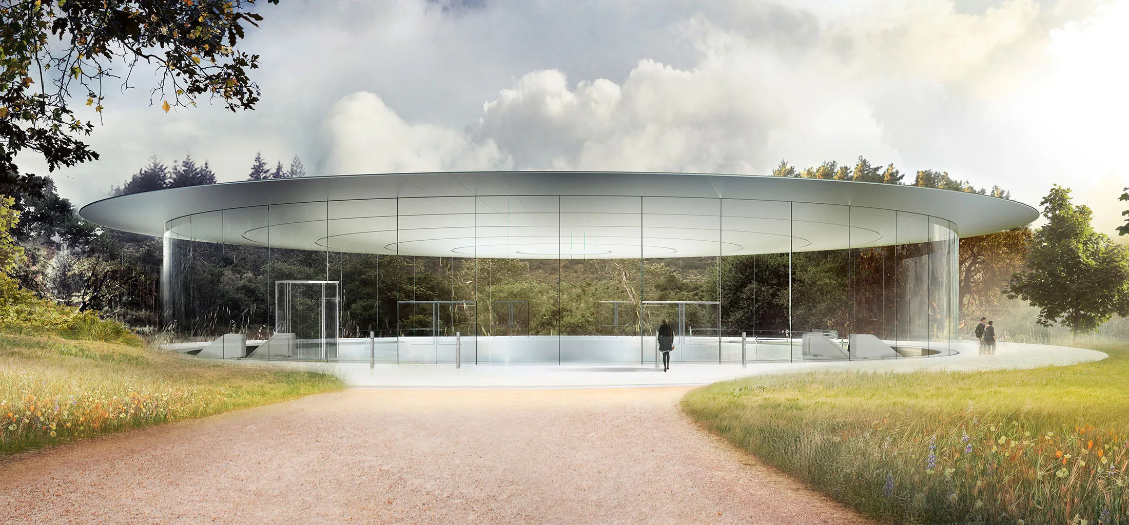 A rendering of The Steve Jobs Theater at Apple Park in Cupertino, Calif.
