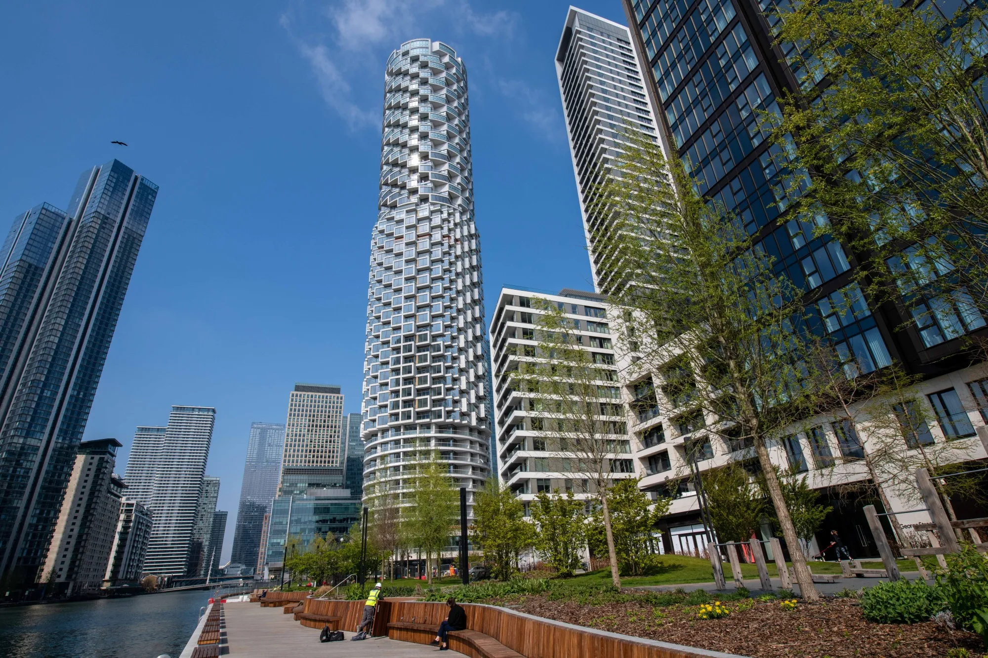 Residential developments in Canary Wharf, London.