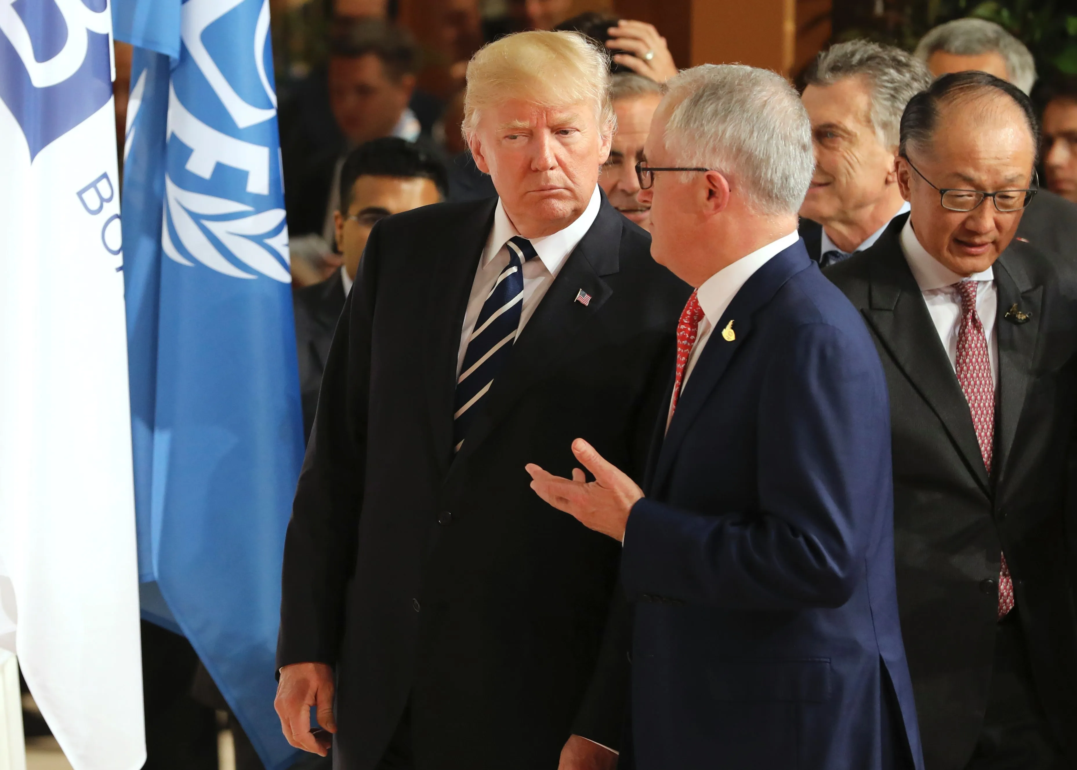 Donald Trump and Malcolm Turnbull during the G20 meeting in Hamburg on July 7.
