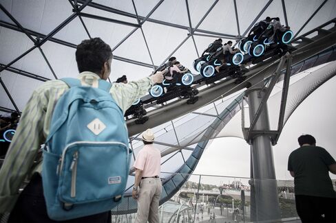 Tron Lightcyle Power Run roller-coaster at the Shanghai Disneyland theme park.