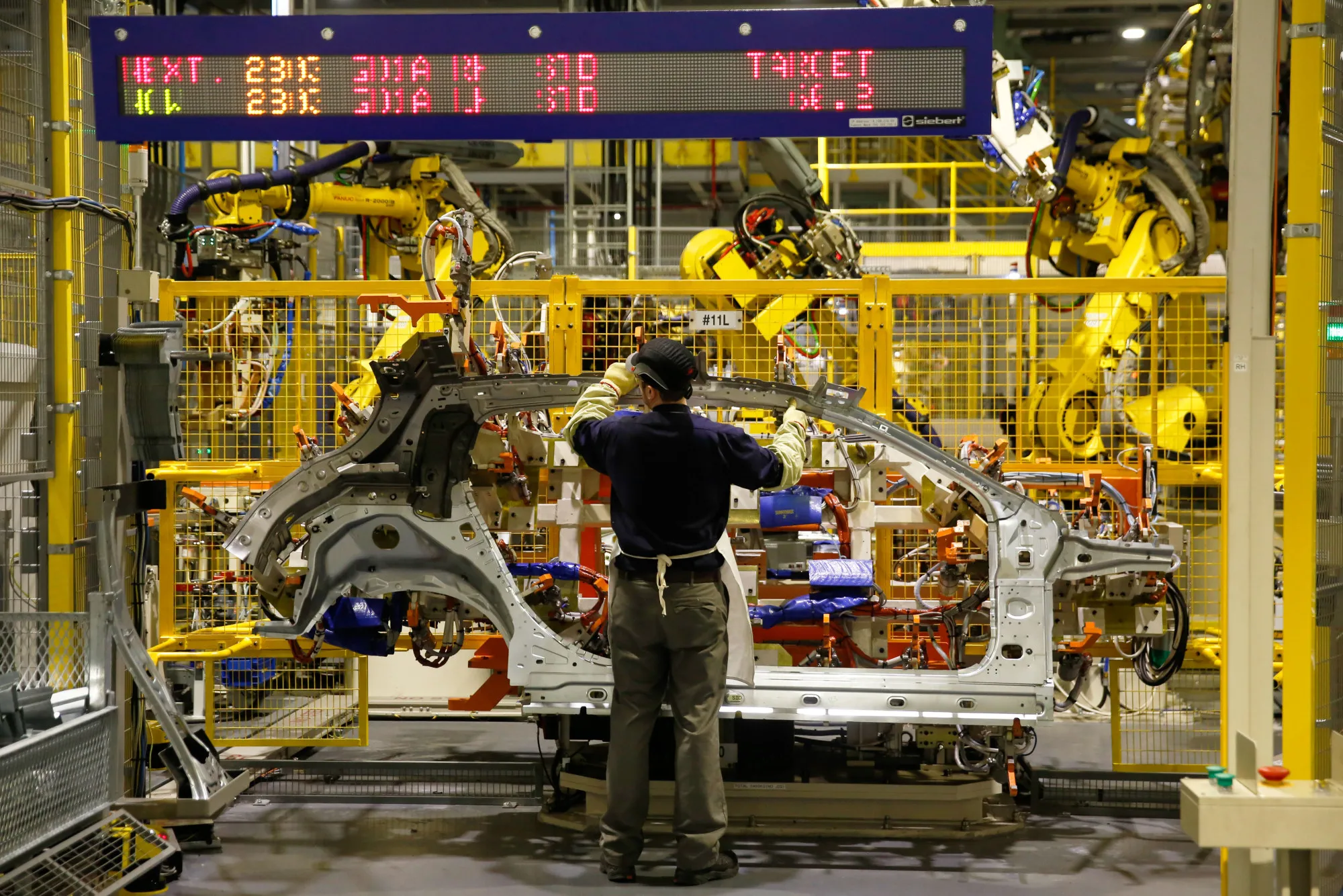 The production line at the Nissan Motor Co. production plant in Sunderland, U.K.