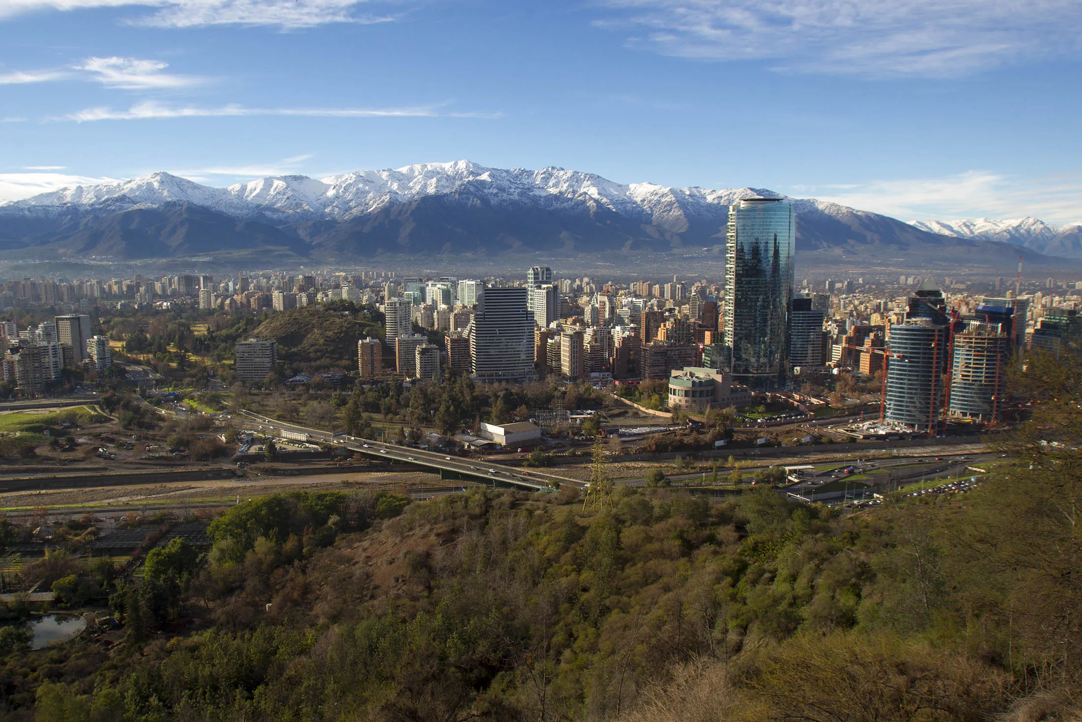 SANTIAGO, CHILE - FEBRUARY 14: Aerial view of Santiago de Chile and the Andes on February 14, 2015 in Santiago de Chile, Chile. Santiago will be one of the eight host cities of the next Copa America Chile 2015 from June 11th to July 04th.
