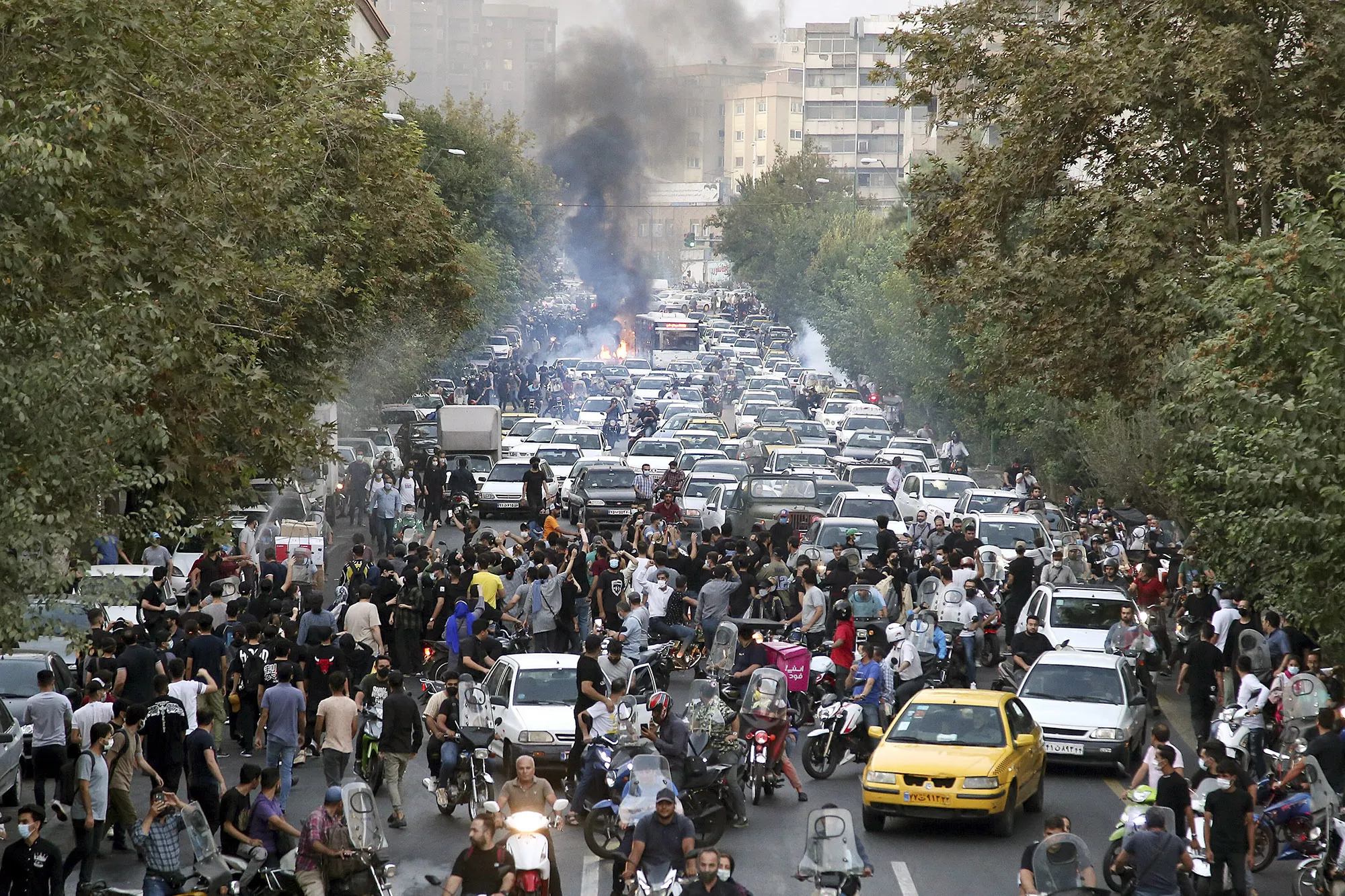 Protests in downtown Tehran, Iran, Sept. 21.