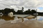 Houses inundated with floodwaters from an overflowing Hawkesbury River in&nbsp;Windsor, Sydney on March 9, 2022