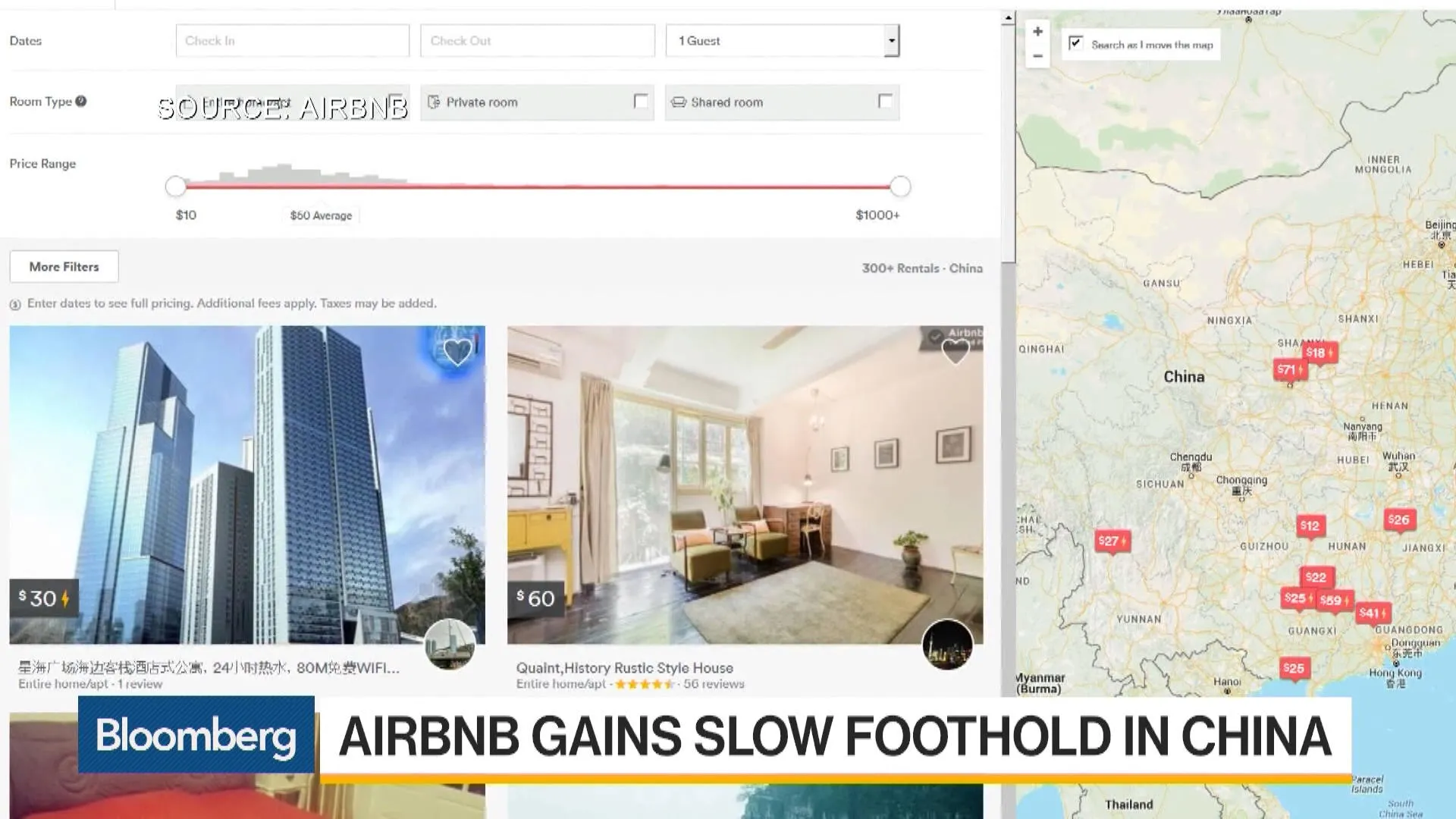 Watch Airbnb Gains Slow Foothold in China - Bloomberg