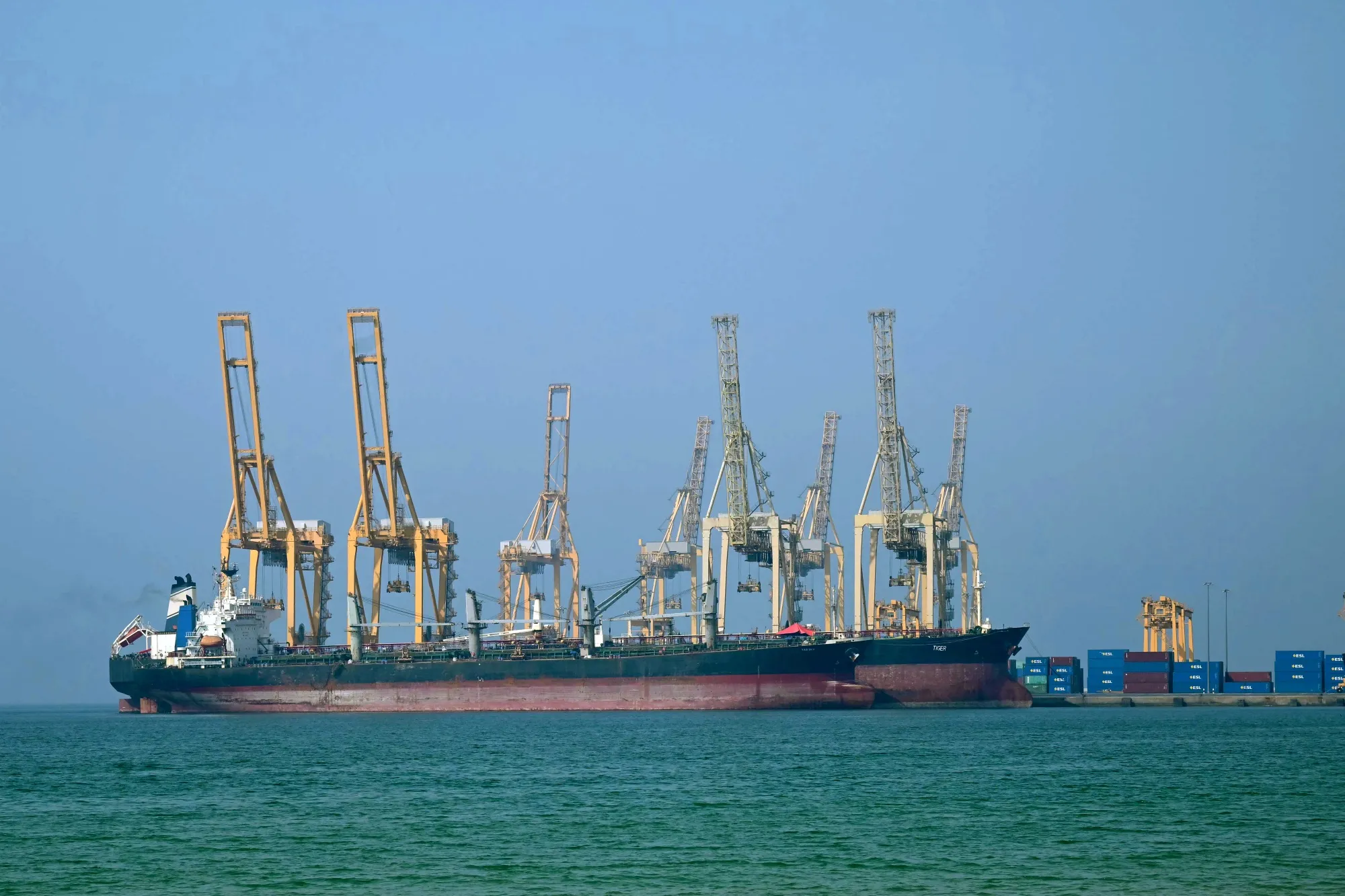 Tankers at the Khor Fakkan Container Terminal in the Sharjah Emirate, along the Strait of Hormuz, on June 23.