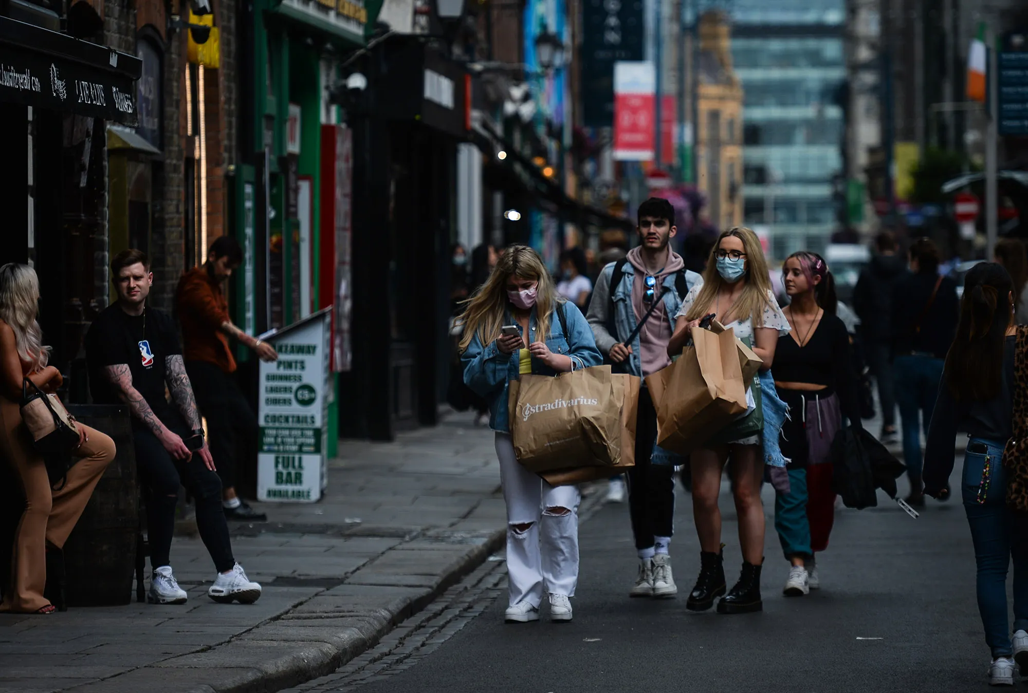 A busy Main Street in Dublin on July 7.&nbsp;