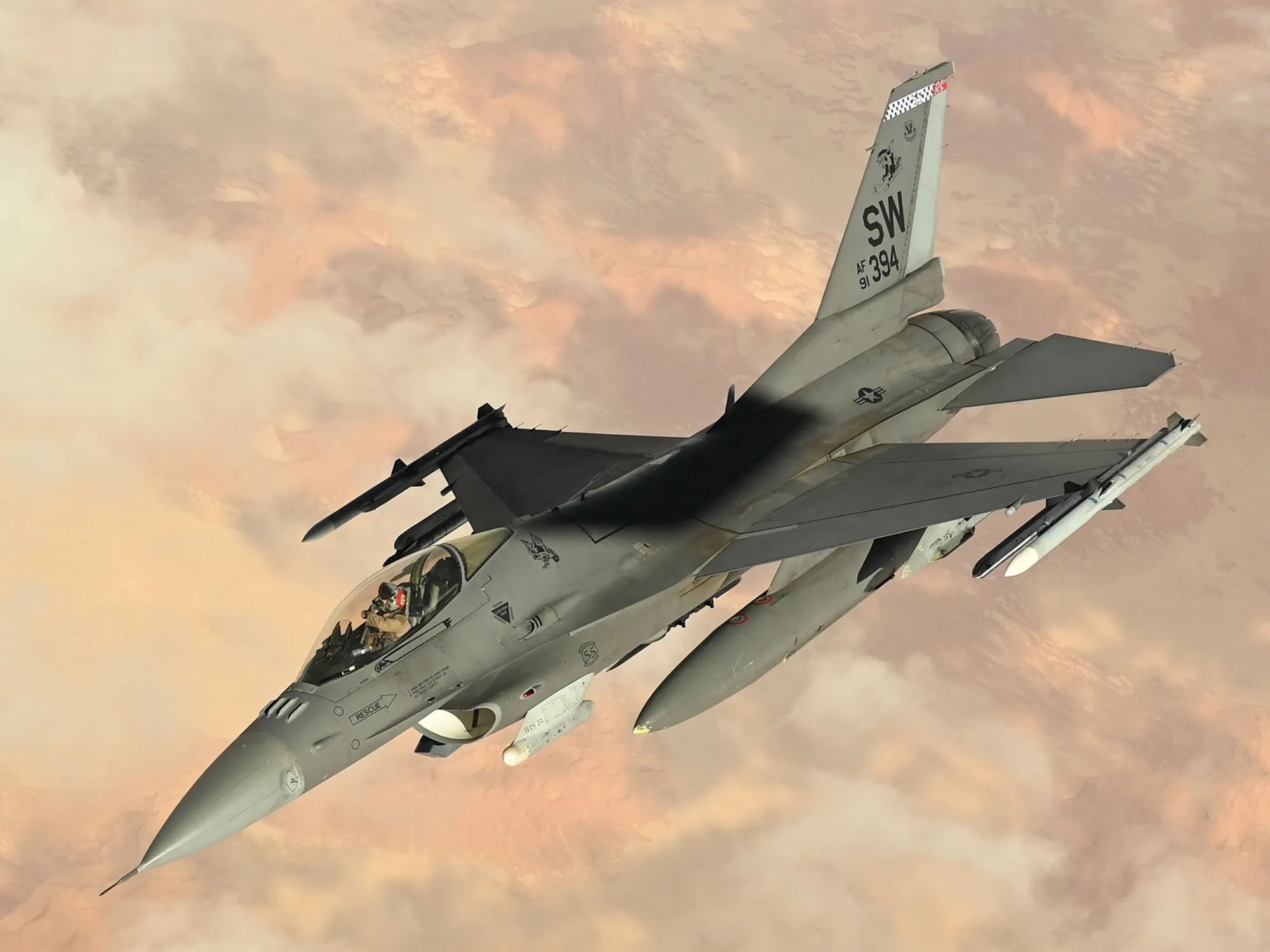 A US Air Force F-16 fighter jet.
